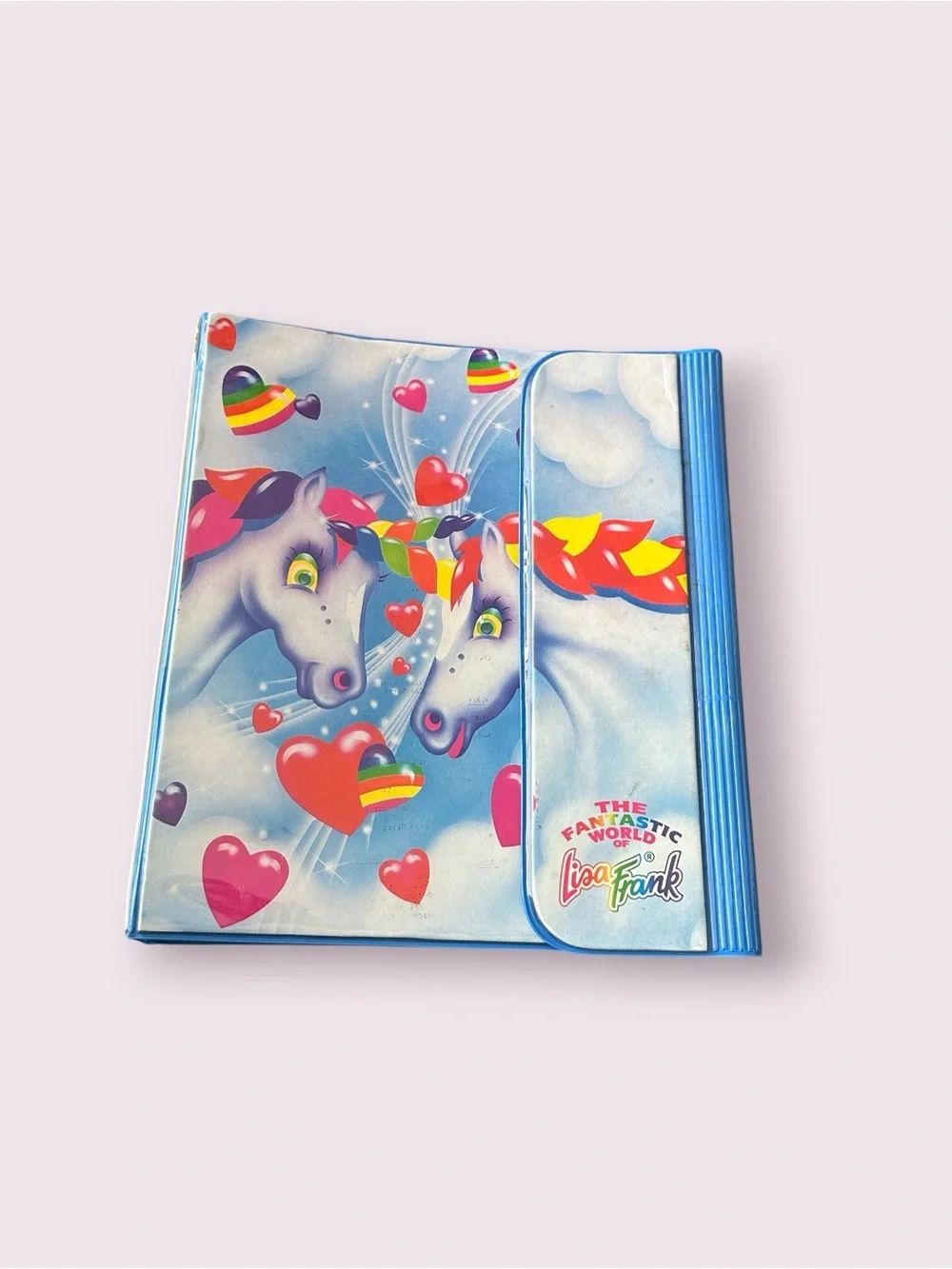 Vintage 1989 Lisa Frank Rainbow Unicorn Hearts Trapper Keeper Binder RARE